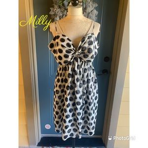 Gorgeous Vintage MILLY Silk Black & Polka Dot Baby Doll Dress 4